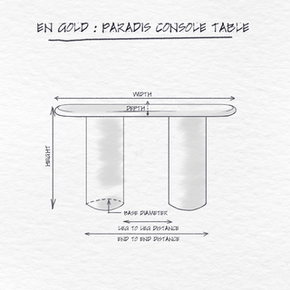 Paradis Console Table, Natural White dimensions