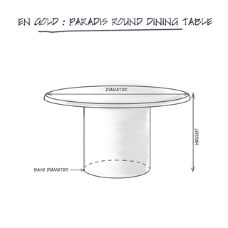 Paradis Round Dining Table, Natural White Stone dimensions