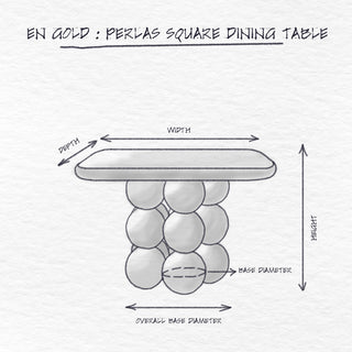 Perlas Square Dining Table dimensions