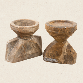 Antique Indian Wooden Seeder Candle Holder