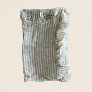 Natural Beige Stripe Ruffle Linen Napkins