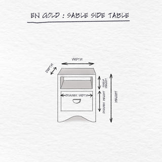 Sable Bedside Table - Cream Stone dimensions