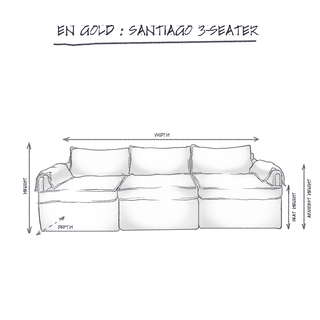 Santiago Modular Sofa, 3 Seater dimensions