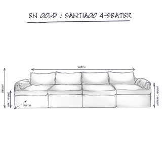 Santiago Modular Sofa, 4 Seater dimensions