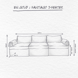 Santiago Modular Sofa, Chocolate Velvet, 3 Seater dimensions