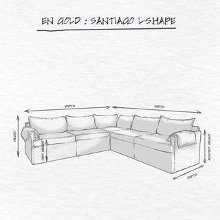 Santiago Modular Sofa, 5 Seater L-shape dimensions