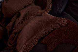 Velvet Square Cushion, Chocolate
