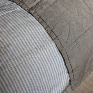 Luxury Natural Beige Linen Quilted Bedspread