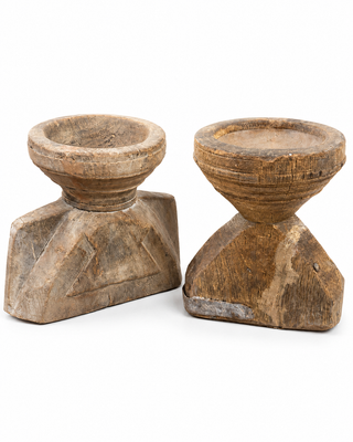 Antique Indian Wooden Seeder Candle Holder