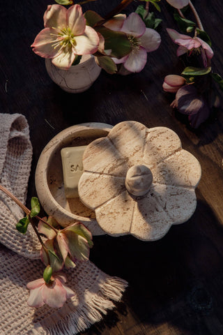 Beige Travertine Trinket Box | Small