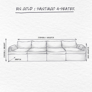 Santiago Modular Sofa, Chocolate Velvet, 4 Seater dimensions