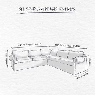 Santiago Modular Sofa, Chocolate Velvet, 5 Seater L-shape dimensions