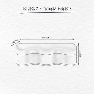 Triana Bench King, Cream dimensions