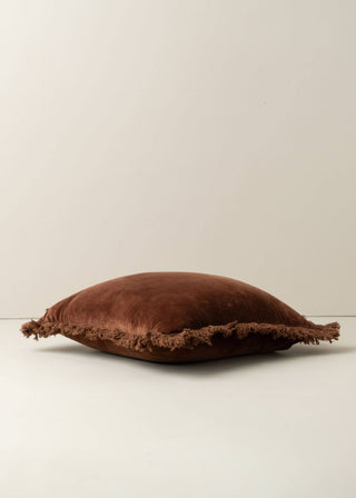 Velvet Square Cushion, Chocolate