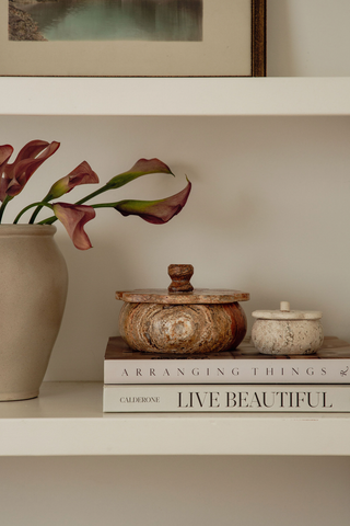 Rust Travertine Trinket Box | Small