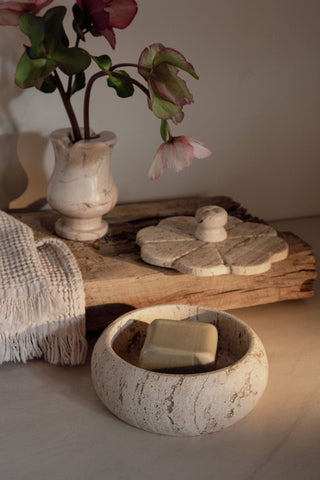 Beige Travertine Trinket Box | Small
