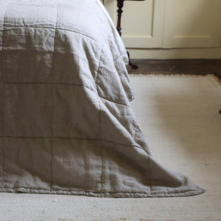 Luxury Natural Beige Linen Quilted Bedspread