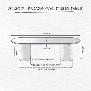 Paradis Oval Dining Table, Moreno dimensions