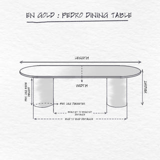 Pedro Outdoor Oval Dining Table dimensions