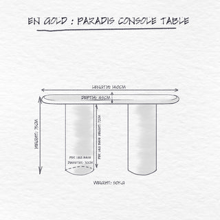 Paradis Console Table dimensions