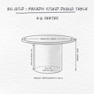 Paradis Round Dining Table dimensions