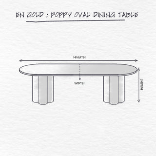 Poppy Oval Dining Table dimensions