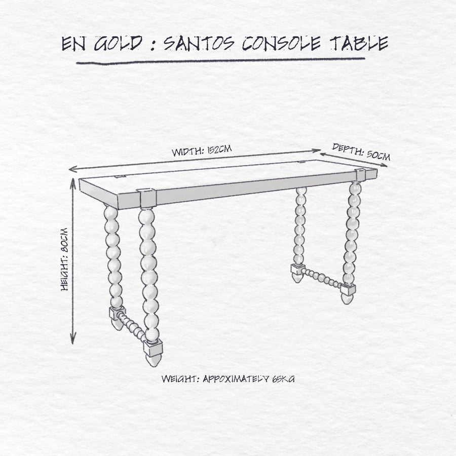 Santos Console Table, Gmelina Wood - En Gold International