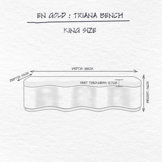 Triana Bench King, Cream dimensions