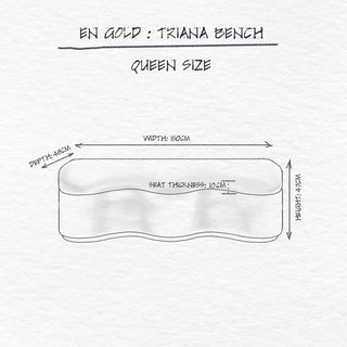 Triana Bench, Cream dimensions