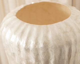 close up large shell tall vase
