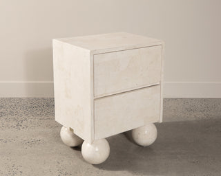 fossil stone bedside table with draws