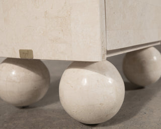 fossil stone bed side tables with sphere legs